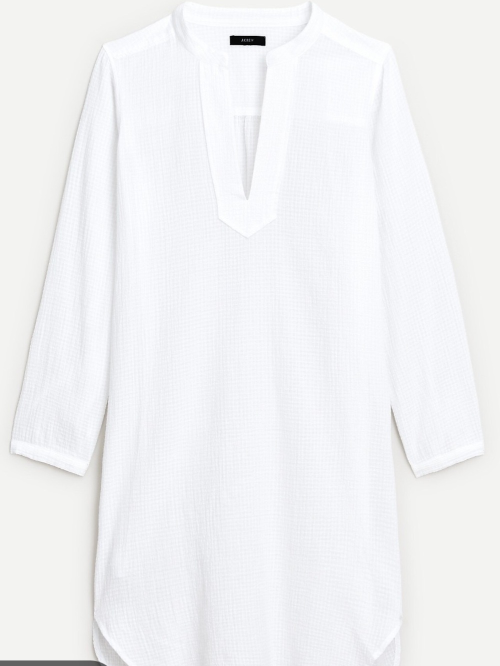 J. Crew Crinkle Cotton V-Neck Tunic Top Dress White Cover -Up Beach Breezy L NWT